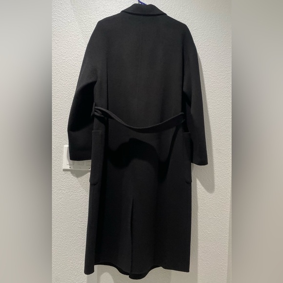 Womens Theory Black Wool Cashmere Coat | Size:L - Picture 4 of 7